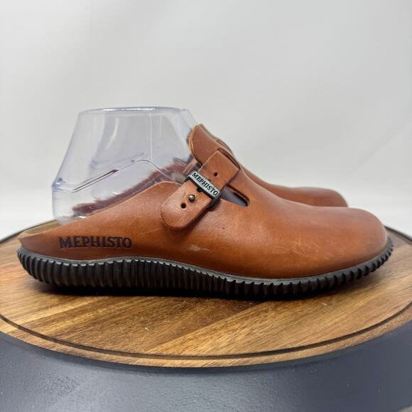 Mephisto Nathan Clog Brown Sandal Shoe Slip-On Leather Size EU 39/US Women's 9 - Picture 1 of 11